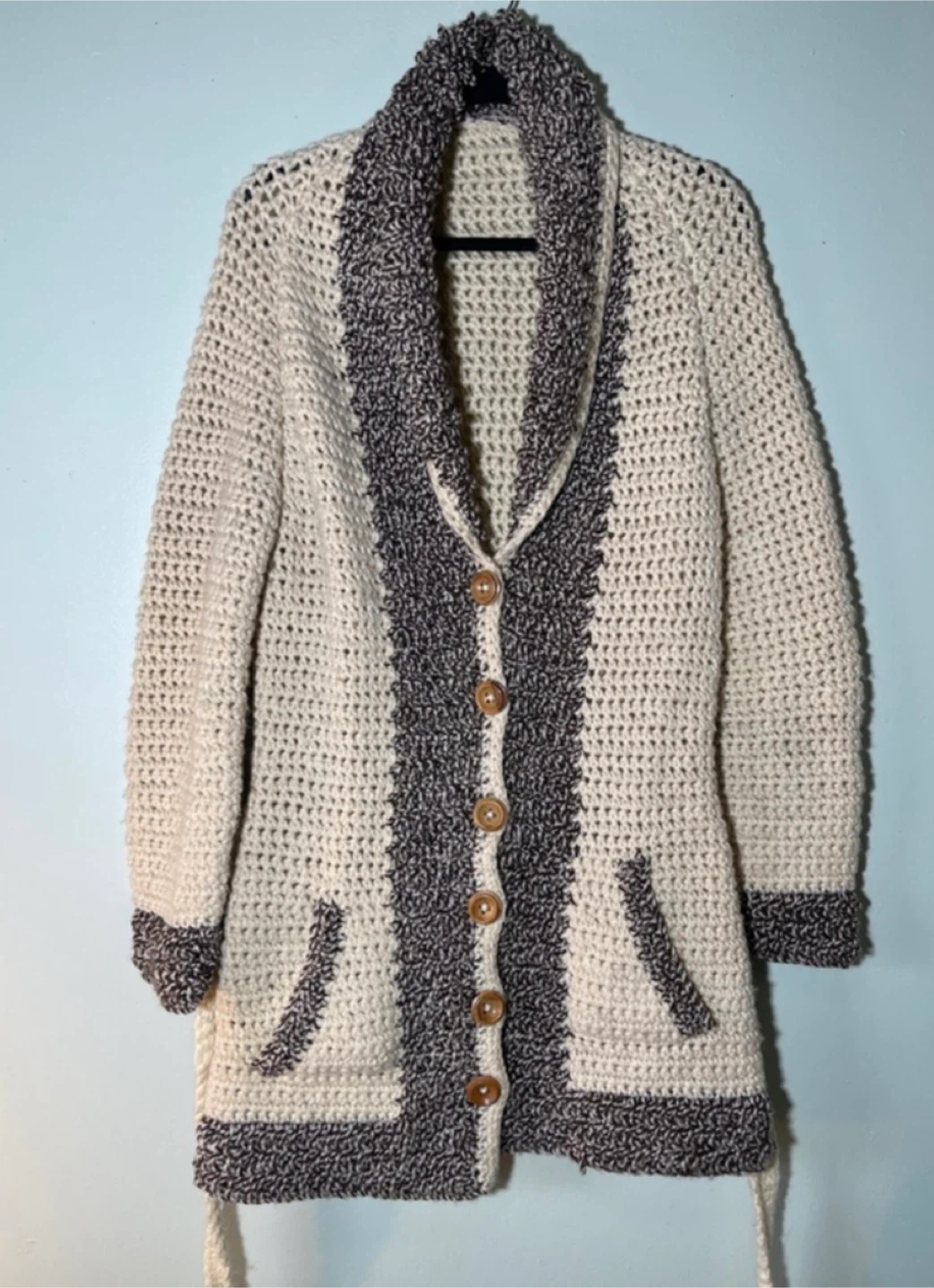 Handmade Crochet Cardigan - Beige & Brown