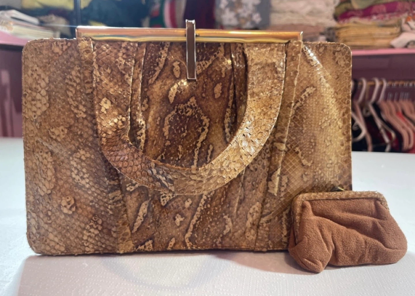 Vintage Snakeskin Handbag Made in Argentina