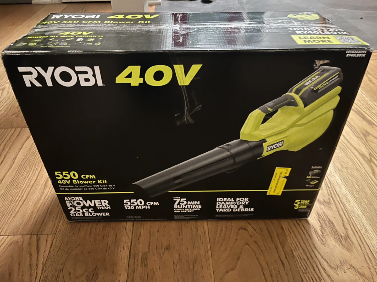 New RYOBI 40V 550 CFM Blower Kit