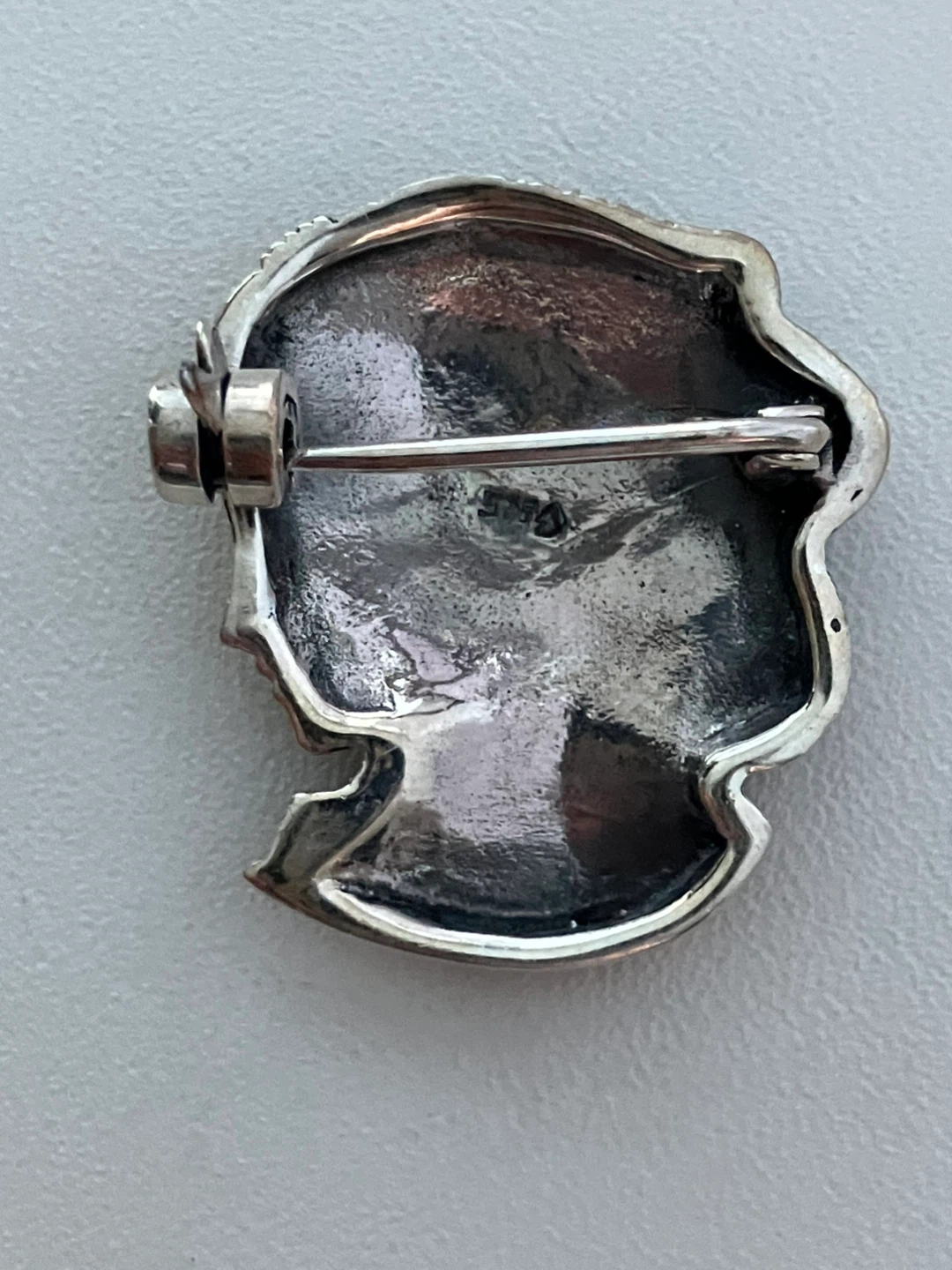 Vintage 925 Sterling Silver & Marcasite Lady Brooch - photo 4