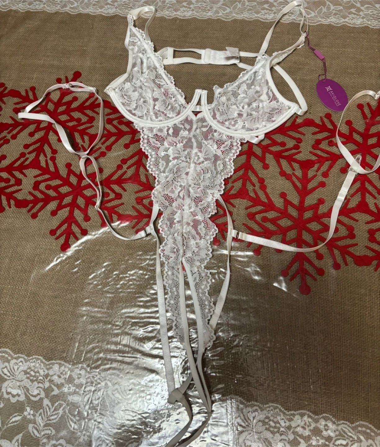 Avidlove White Lace Lingerie Set - Size M - photo 2