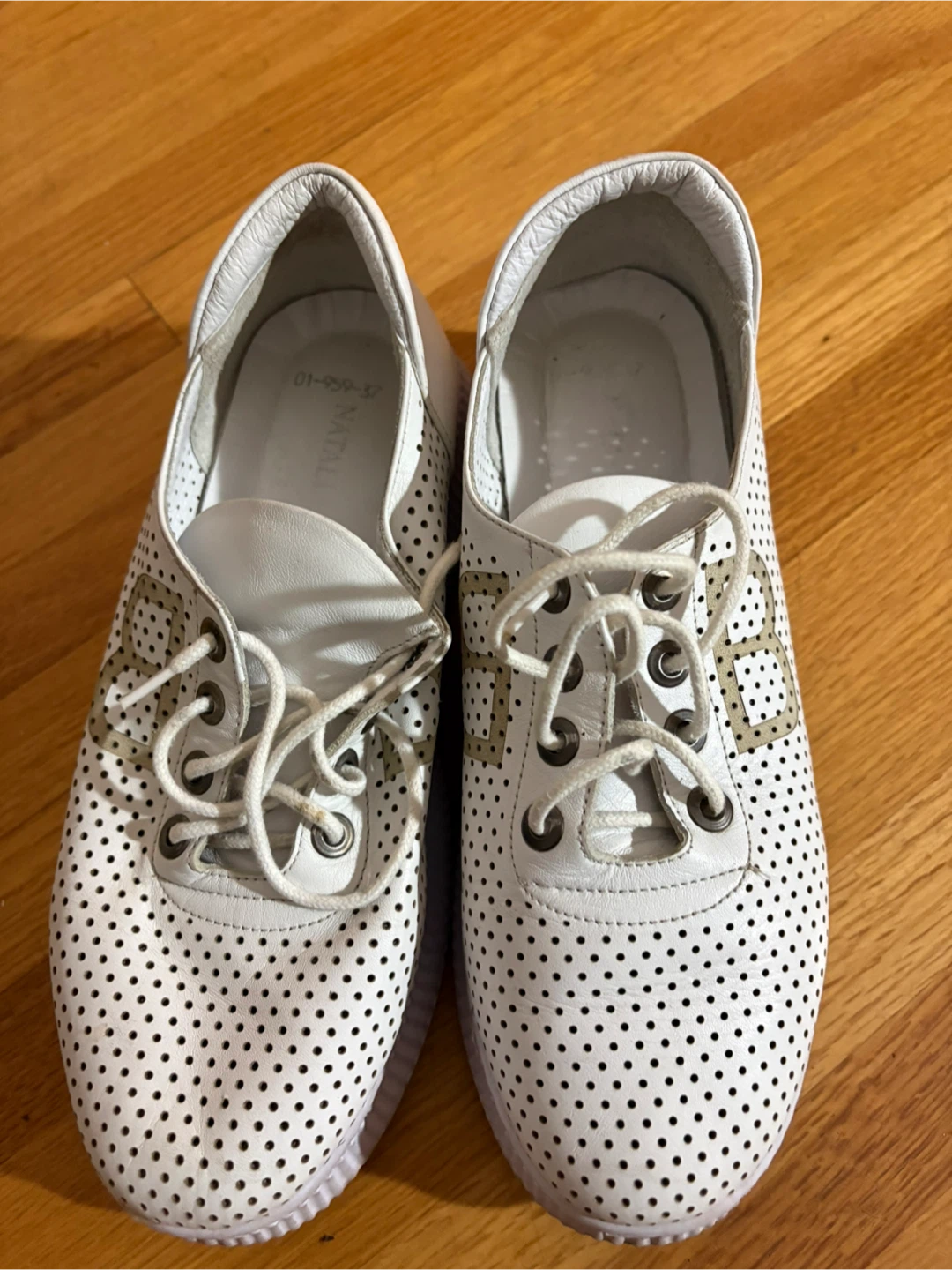 Natalia White White Leather Sneakers - Size 37 - photo 2