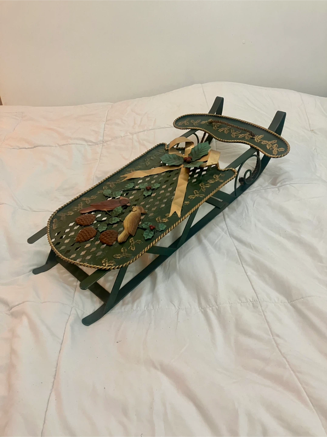 Vintage Metal Christmas Sled Decoration - 23” x 12” - photo 4