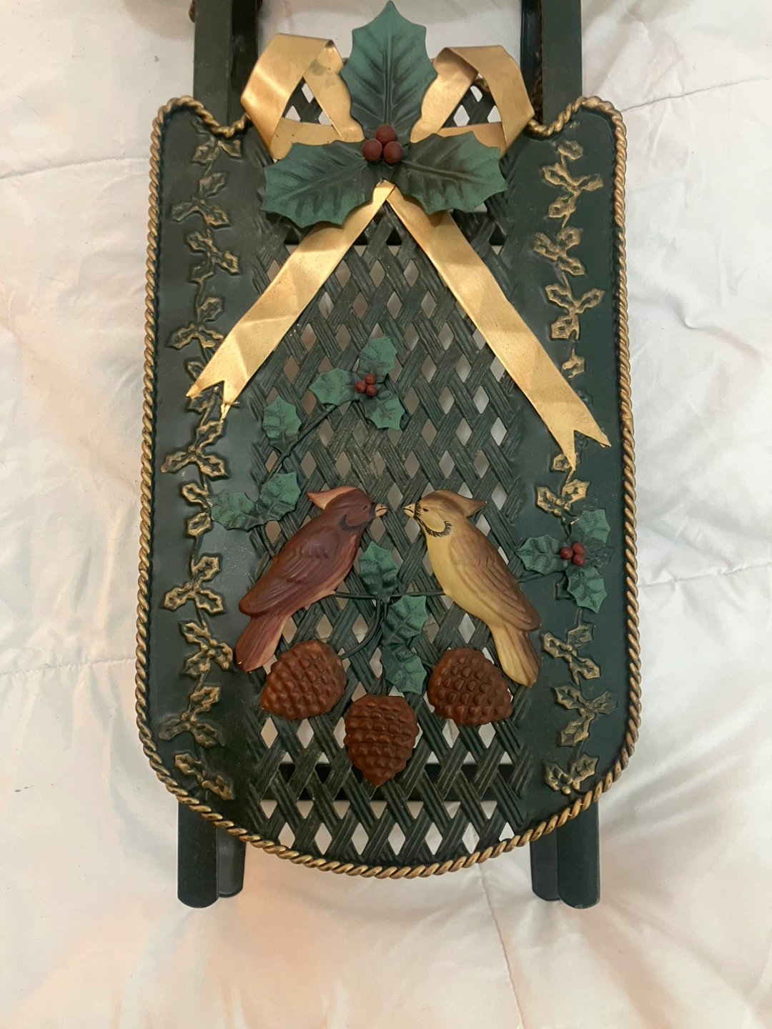 Vintage Metal Christmas Sled Decoration - 23” x 12” - photo 3