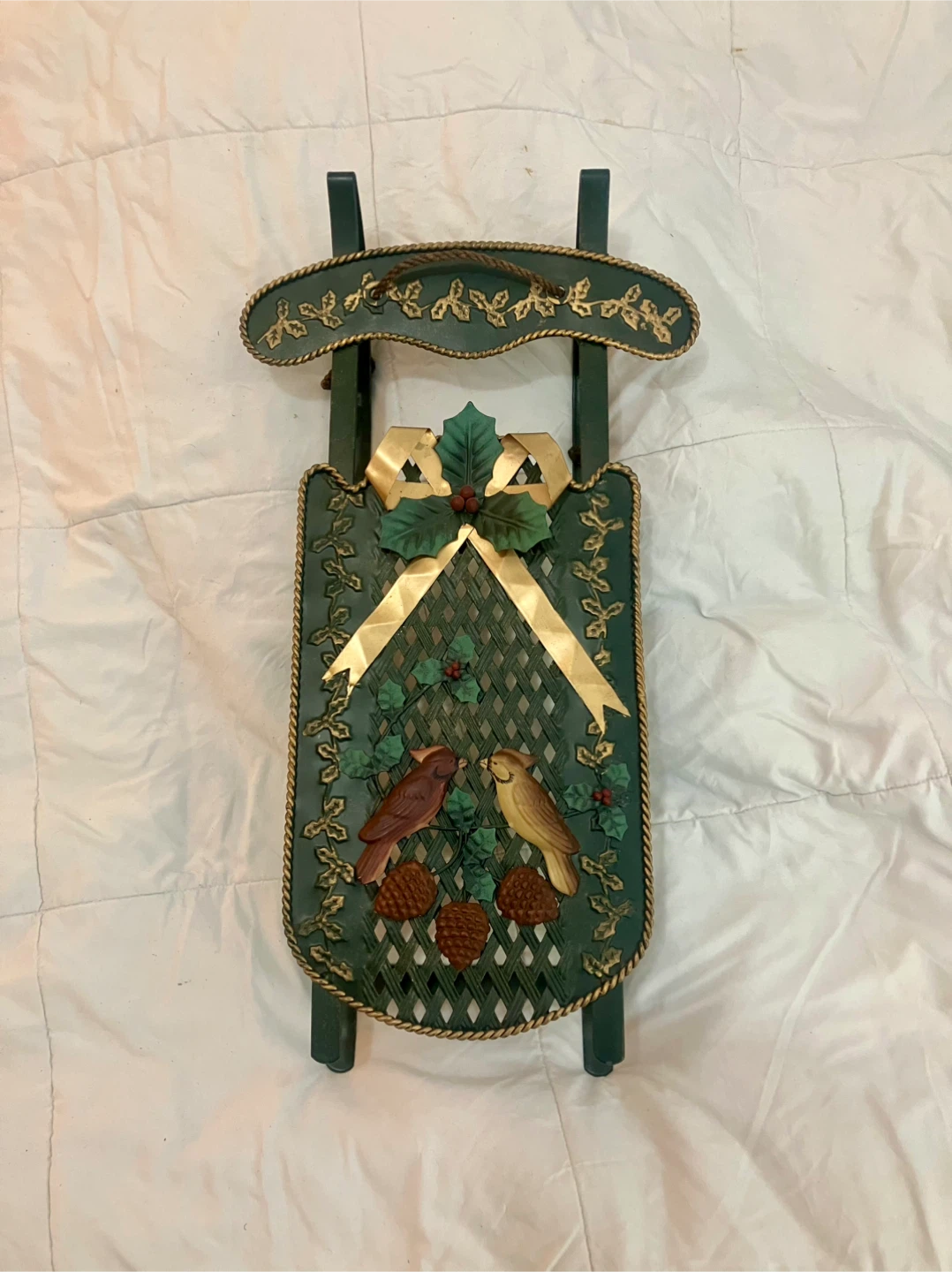 Vintage Metal Christmas Sled Decoration - 23” x 12”