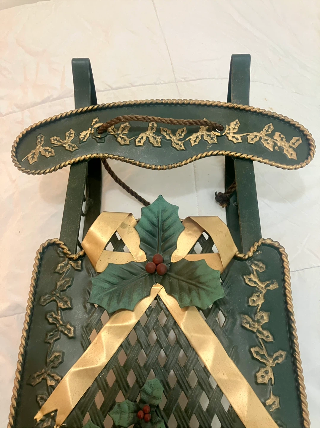 Vintage Metal Christmas Sled Decoration - 23” x 12” - photo 2