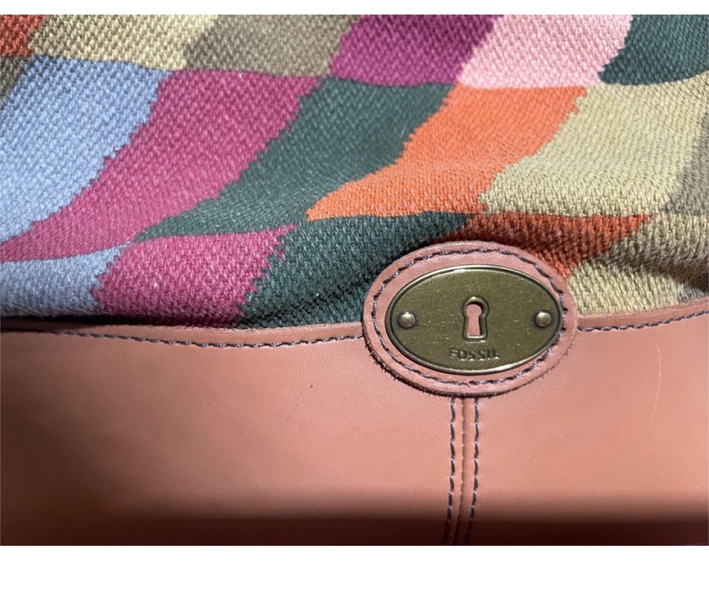 Fossil Woven Patchwork Leather Trim Satchel - photo 2