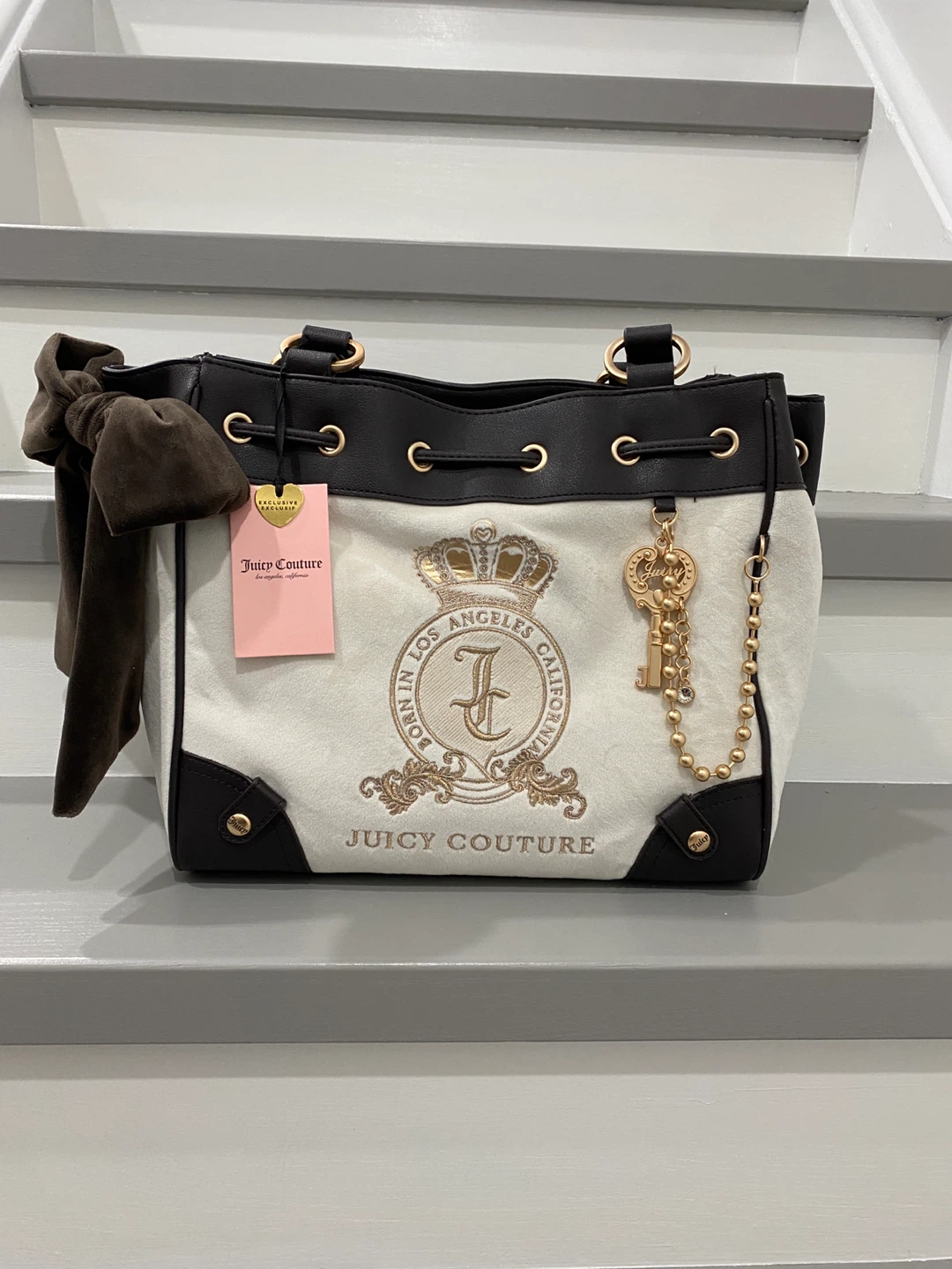 Juicy Couture White & Brown Handbag