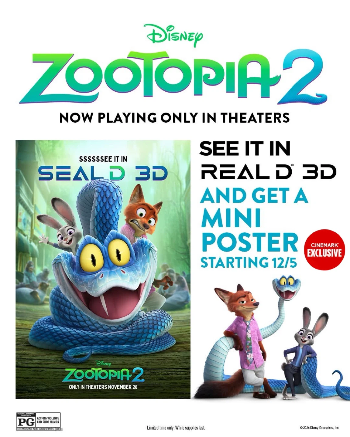 Zootopia 2 (Cinemark Exclusive) RealD 3D Mini Poster - photo 2