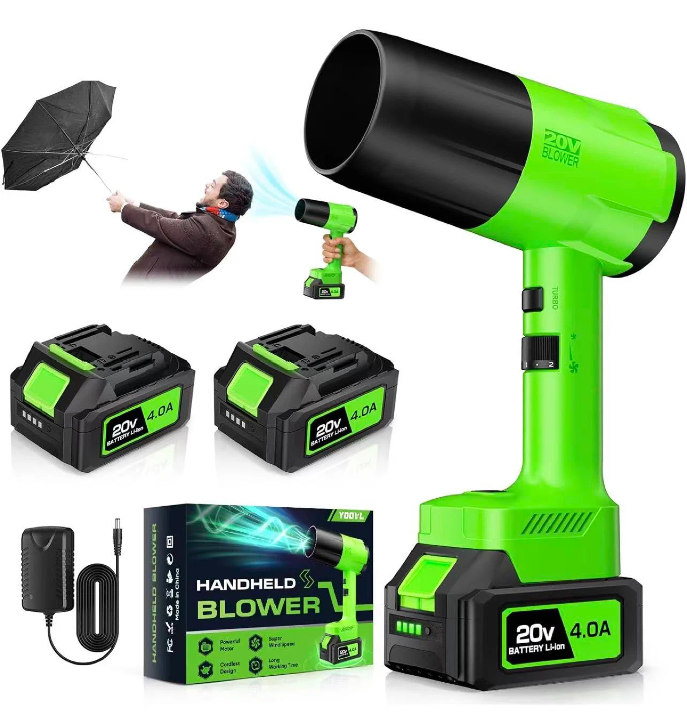 Handheld Leaf Blower - 20V 4.0A Battery