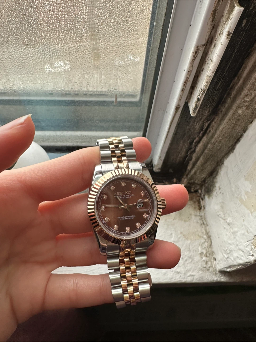 Seiko date-just Mod chocolate diamond dial 31mm - photo 3