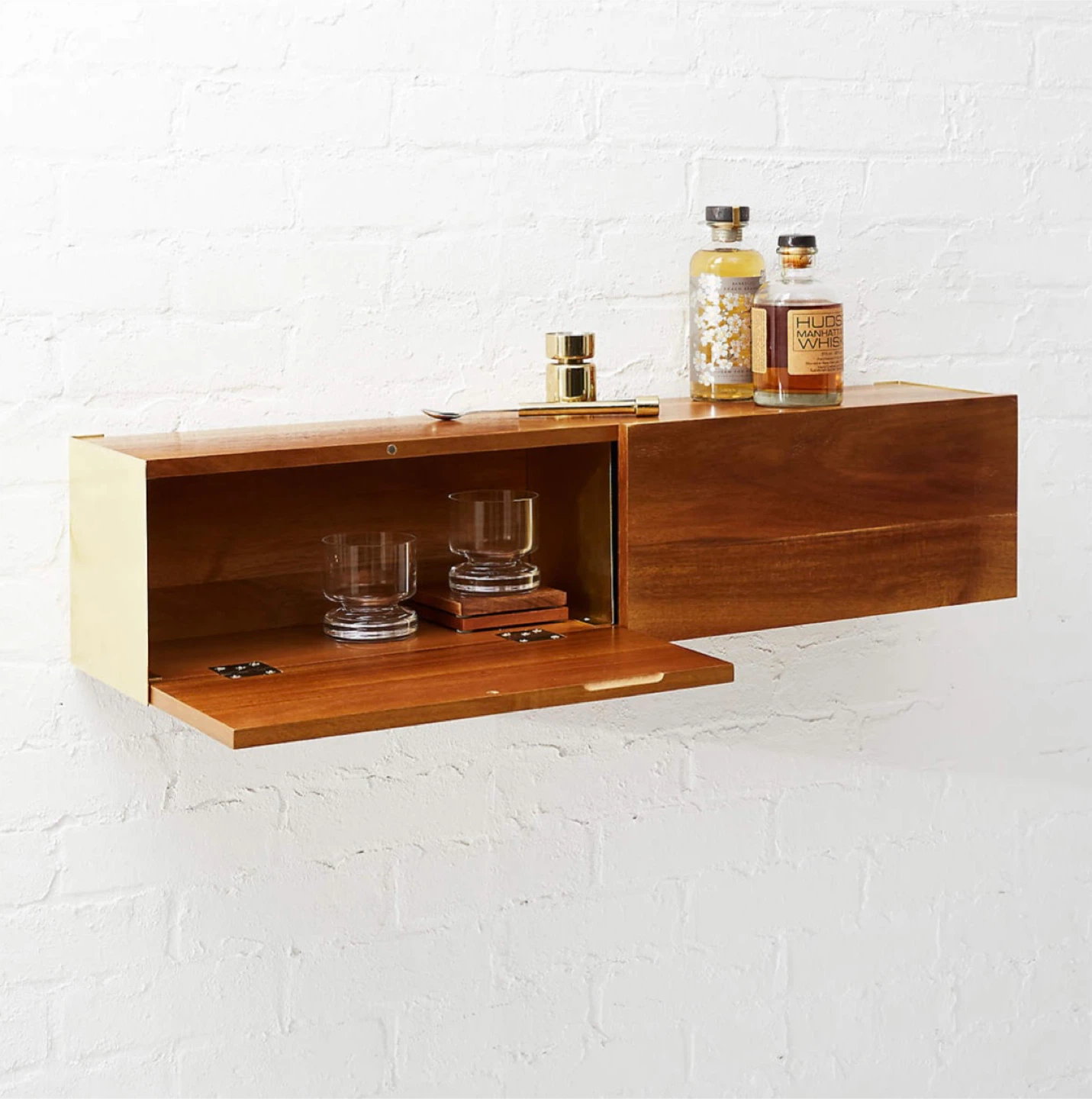 CB2 Hide N Seek Acacia Wood Storage Shelf