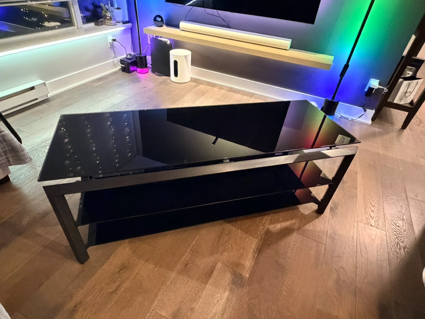 Black Glass TV Stand - photo 2