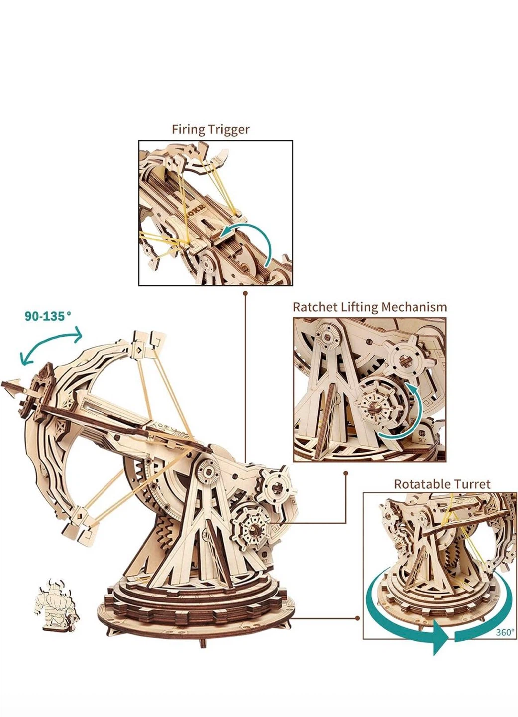 ROKR 3D Wooden Ballista Launcher Puzzle - photo 3