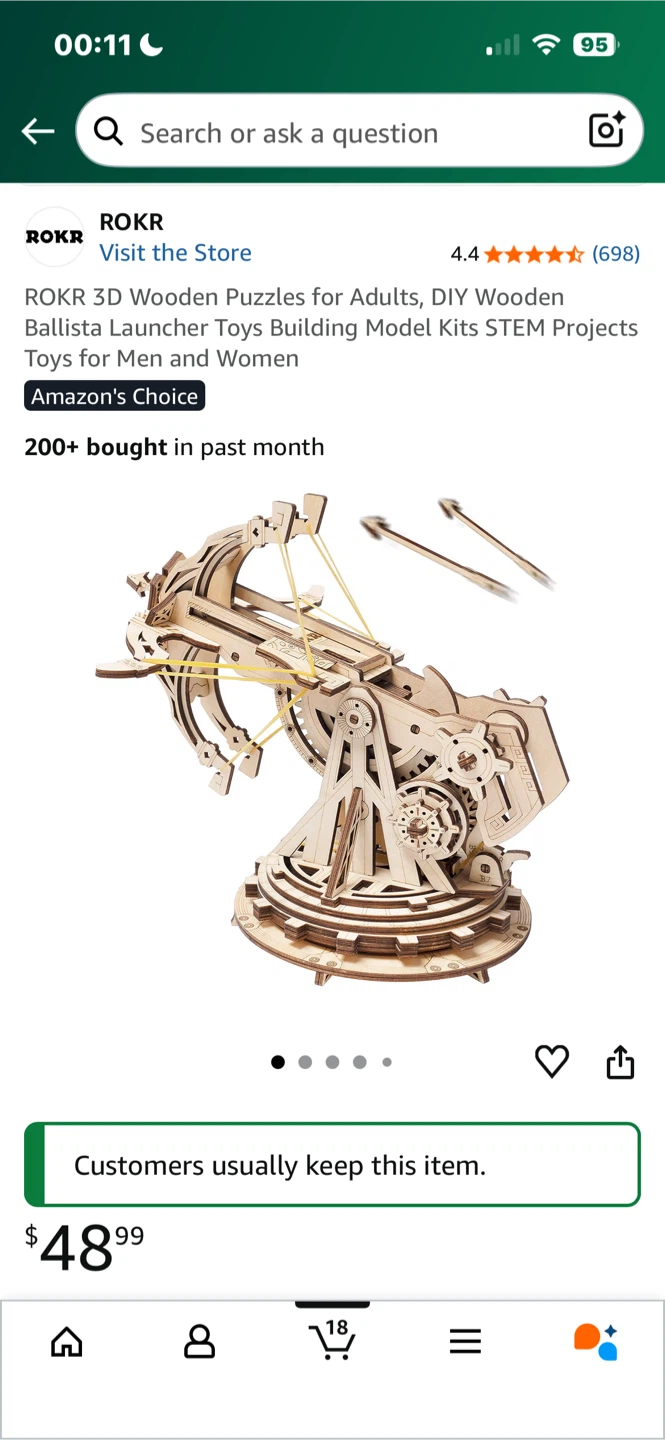 ROKR 3D Wooden Ballista Launcher Puzzle - photo 2