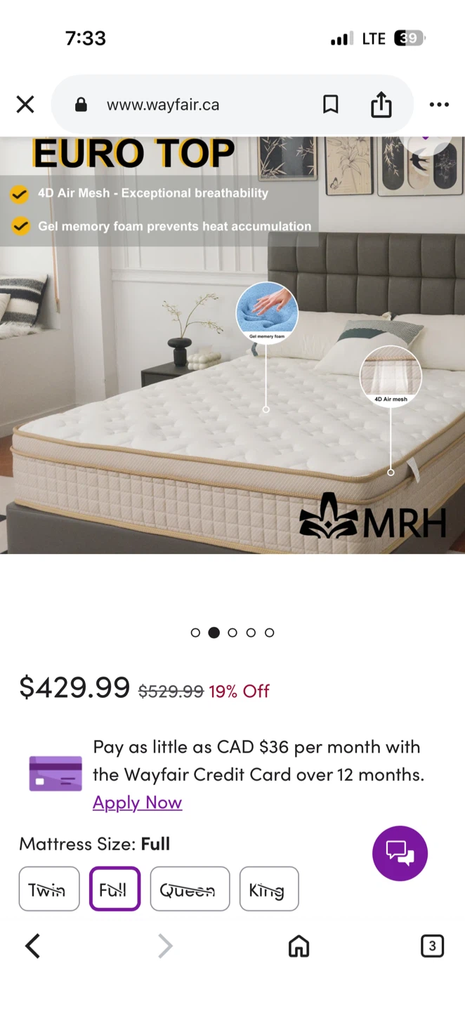 Alwyn Home 12" Hybrid Mattress -  Queen Size