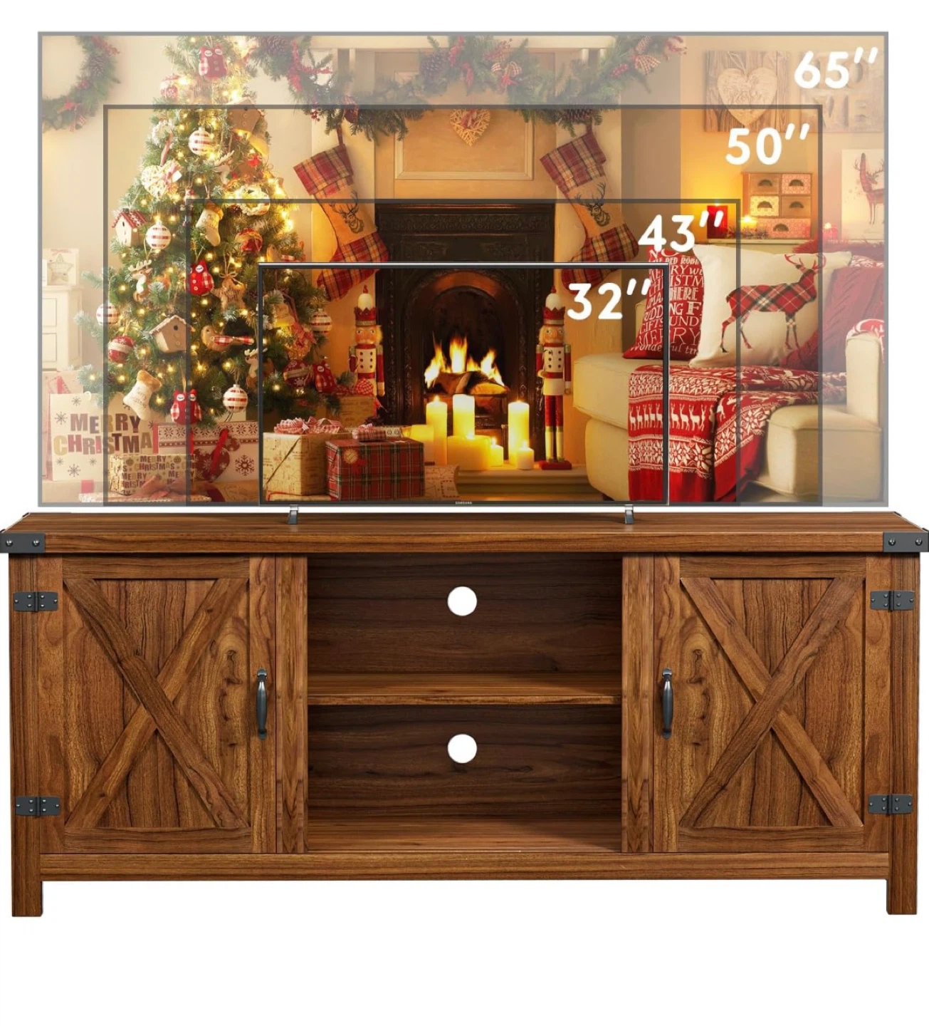 Rustic Brown Wood TV Stand - photo 3