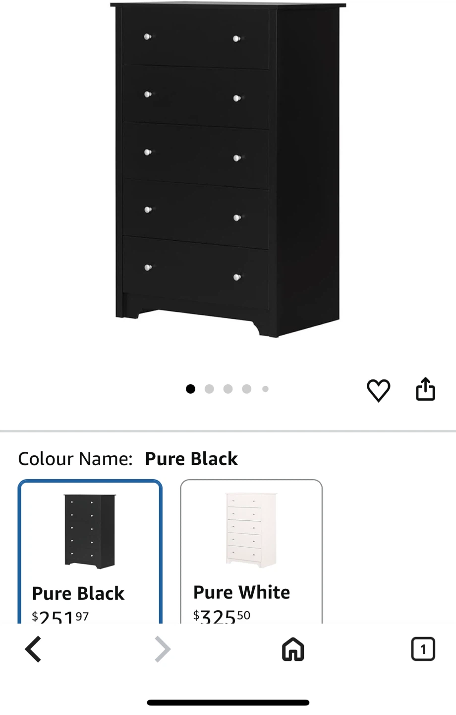 Pure Black 5-Drawer Chest - photo 2