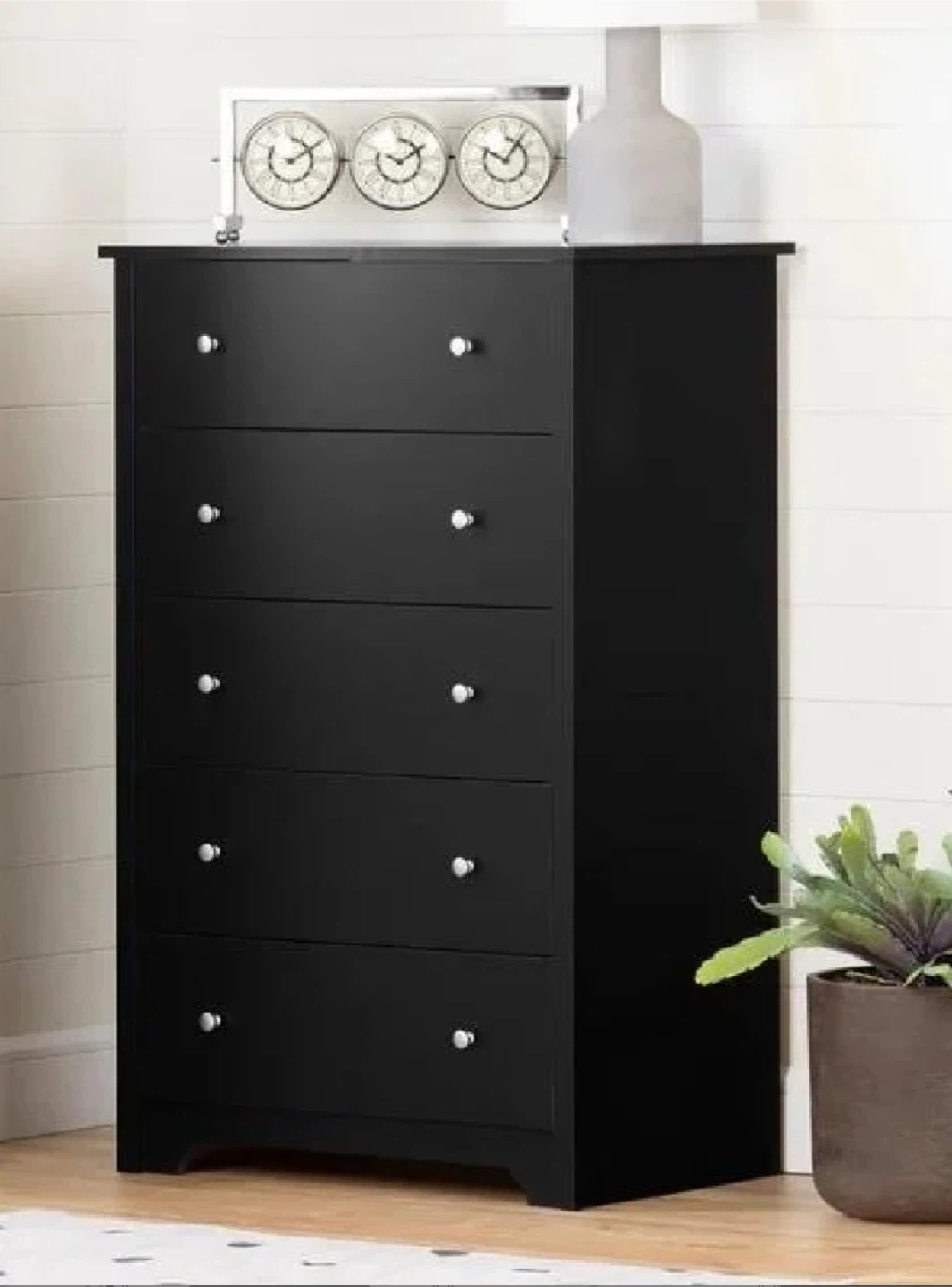 Pure Black 5-Drawer Chest