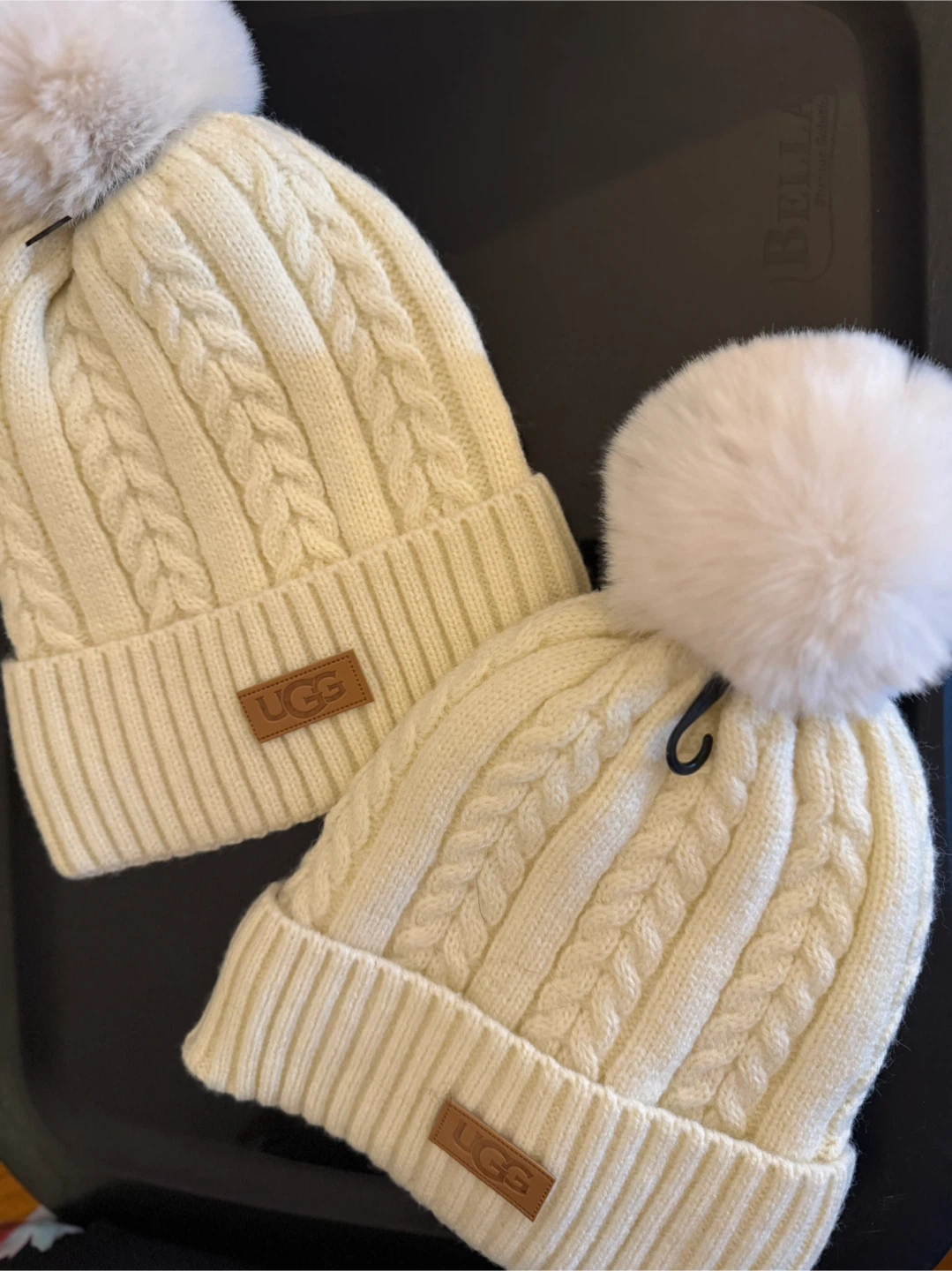 UGG Cream Knit Pom Beanies