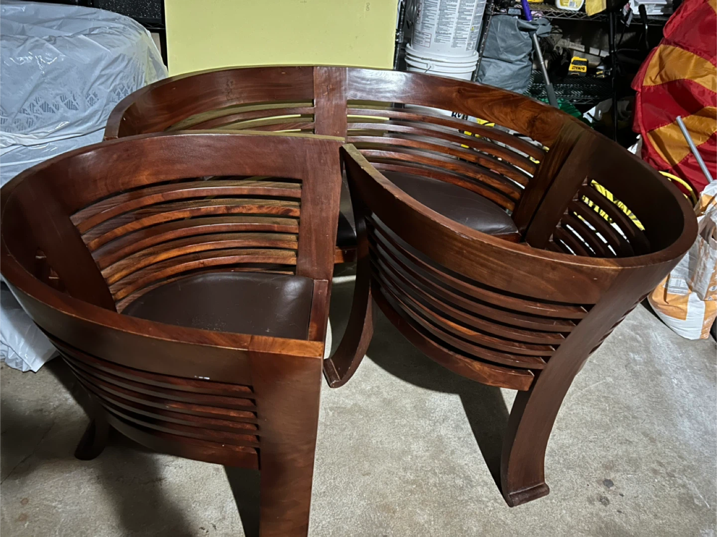 Wooden Barrel Chairs - Set of 3