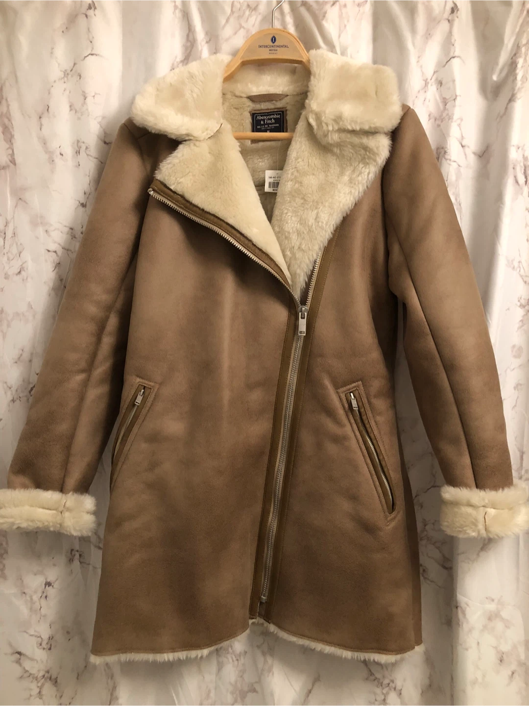 Abercrombie & Fitch Faux Suede Sherpa Coat