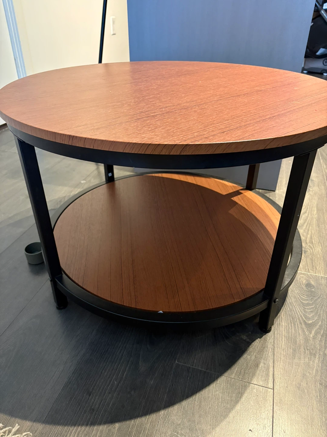 Round Coffee Table - Wood & Black - photo 2