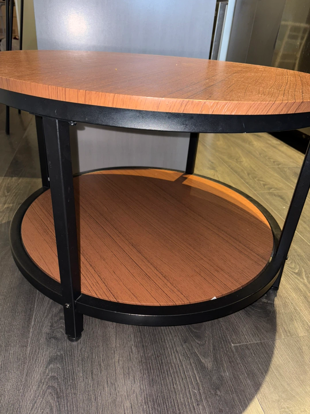 Round Coffee Table - Wood & Black - photo 4