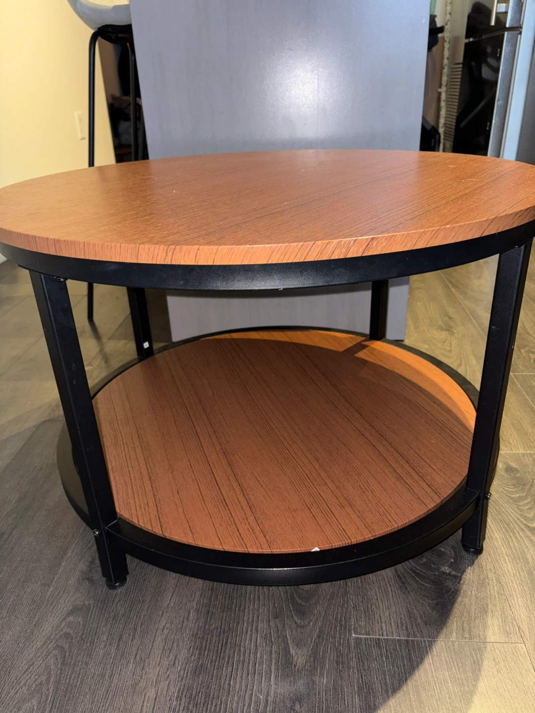 Round Coffee Table - Wood & Black