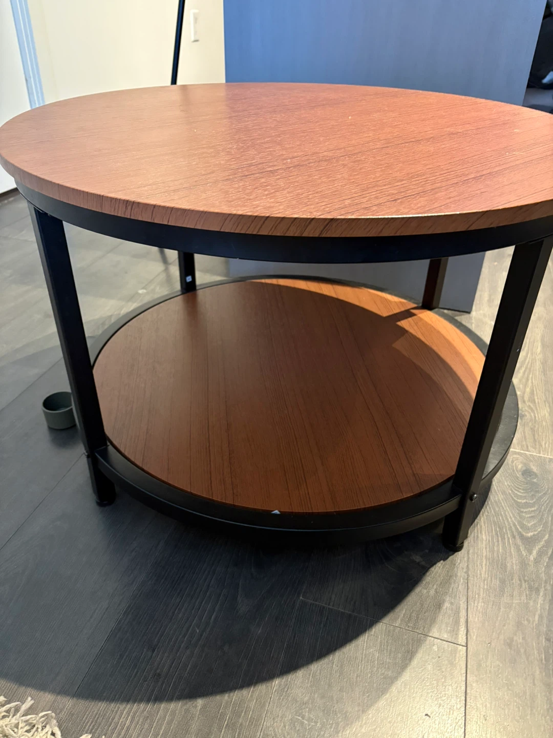 Round Coffee Table - Wood & Black - photo 3