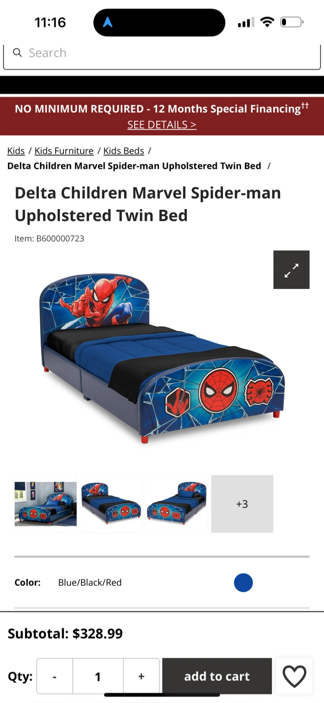 Delta Children Spider-Man Upholstered Twin Bed