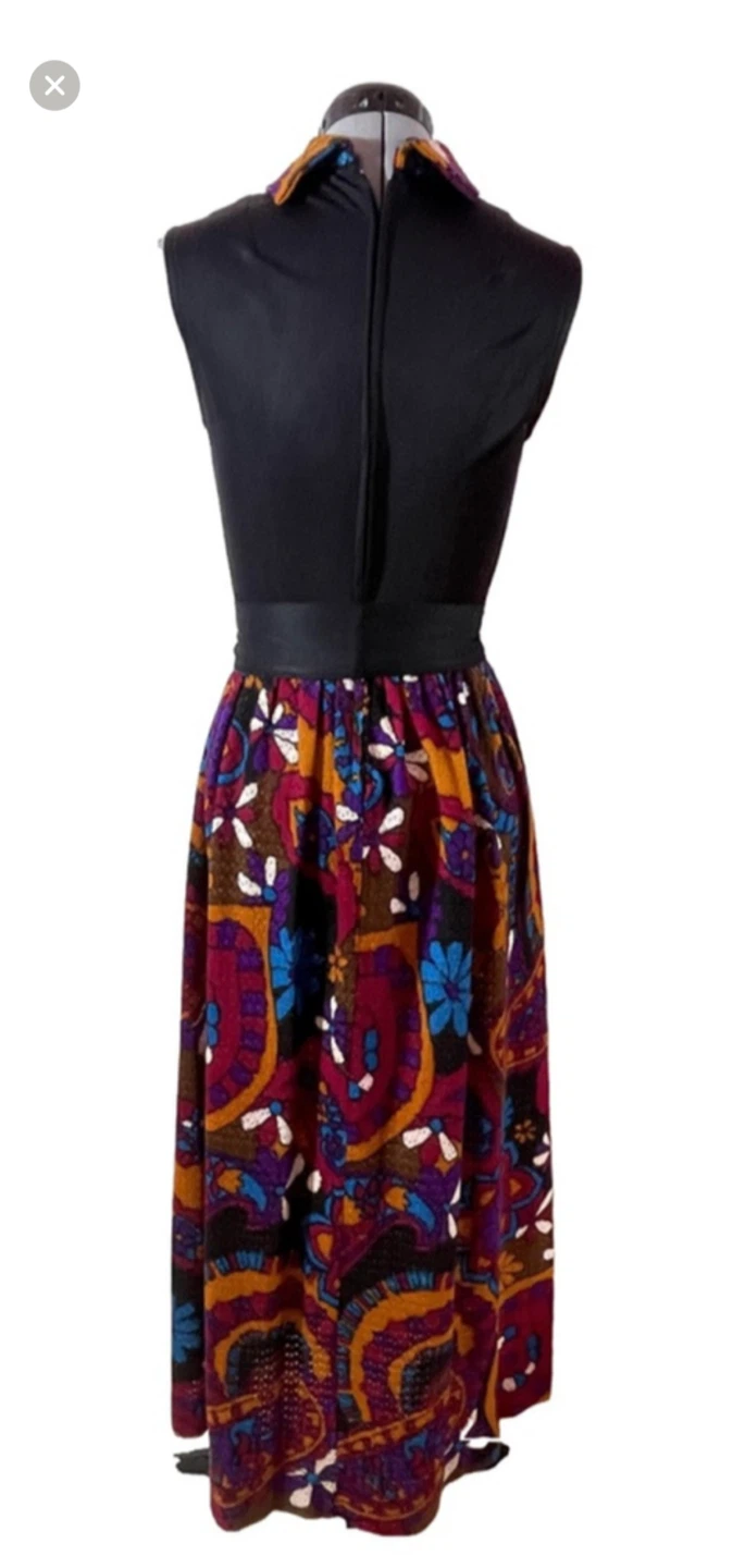 Vintage Third Dimension Black Floral Dress size 8 - photo 2