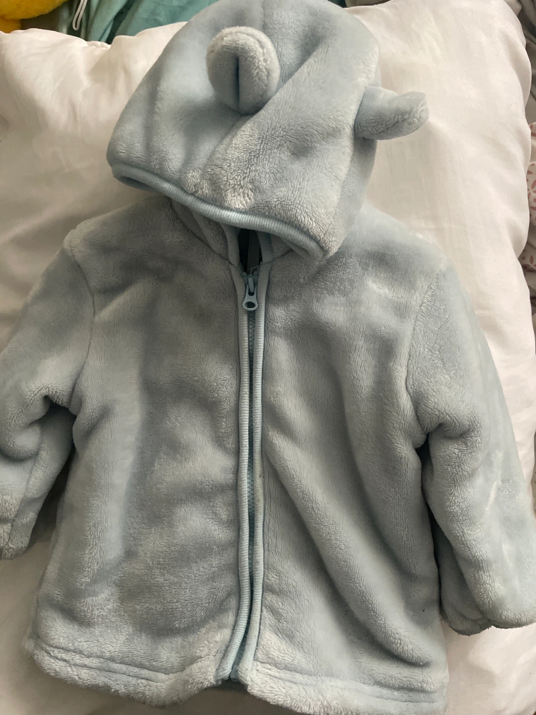 Baby Blue Fleece Bear Hoodie 6-9 months