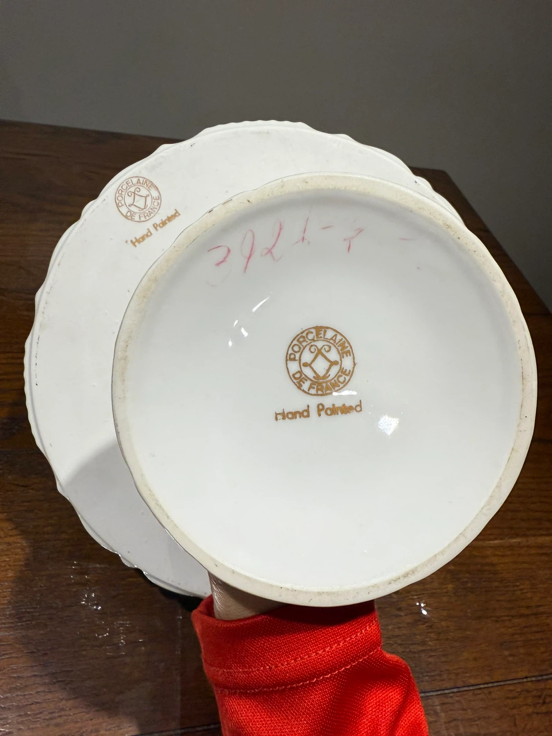 Vintage Porcelain de France pedestal cake stand - photo 5