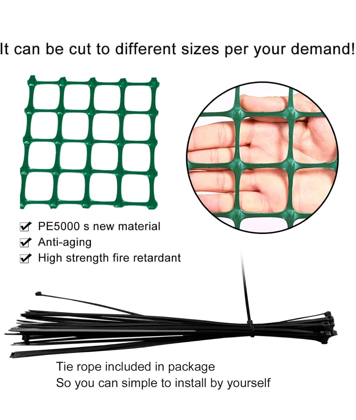 Green Plastic Garden Fence - 1m x 20m - photo 3