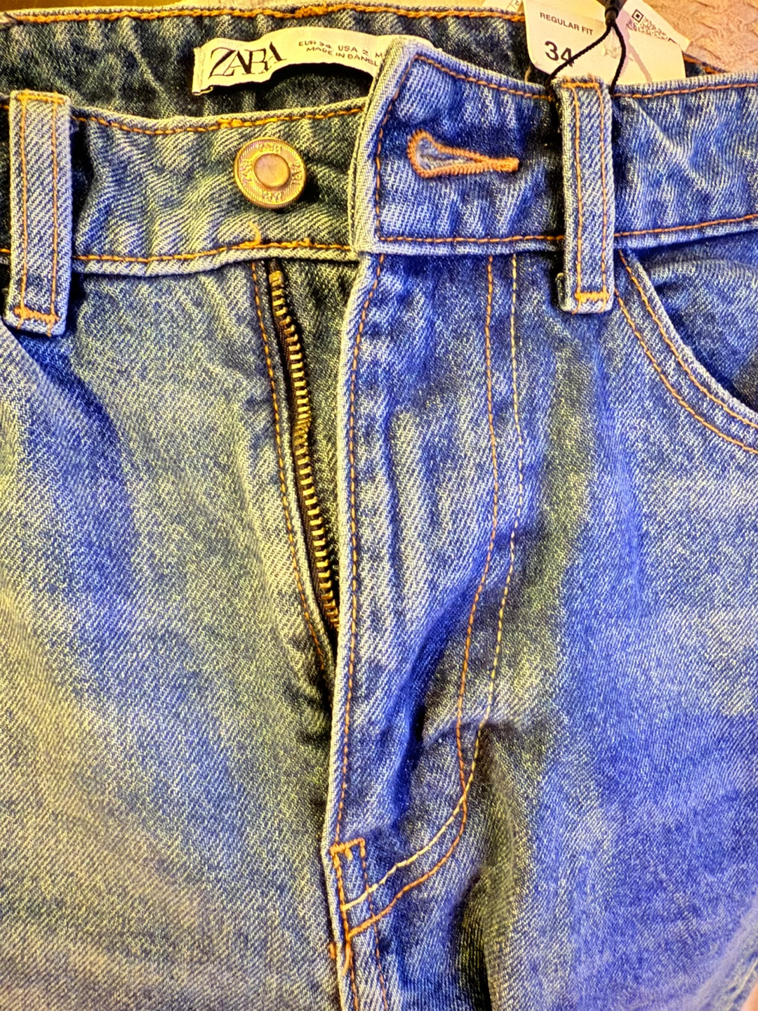 Zara Regular Fit High Rise Jeans - Size 34 - photo 3