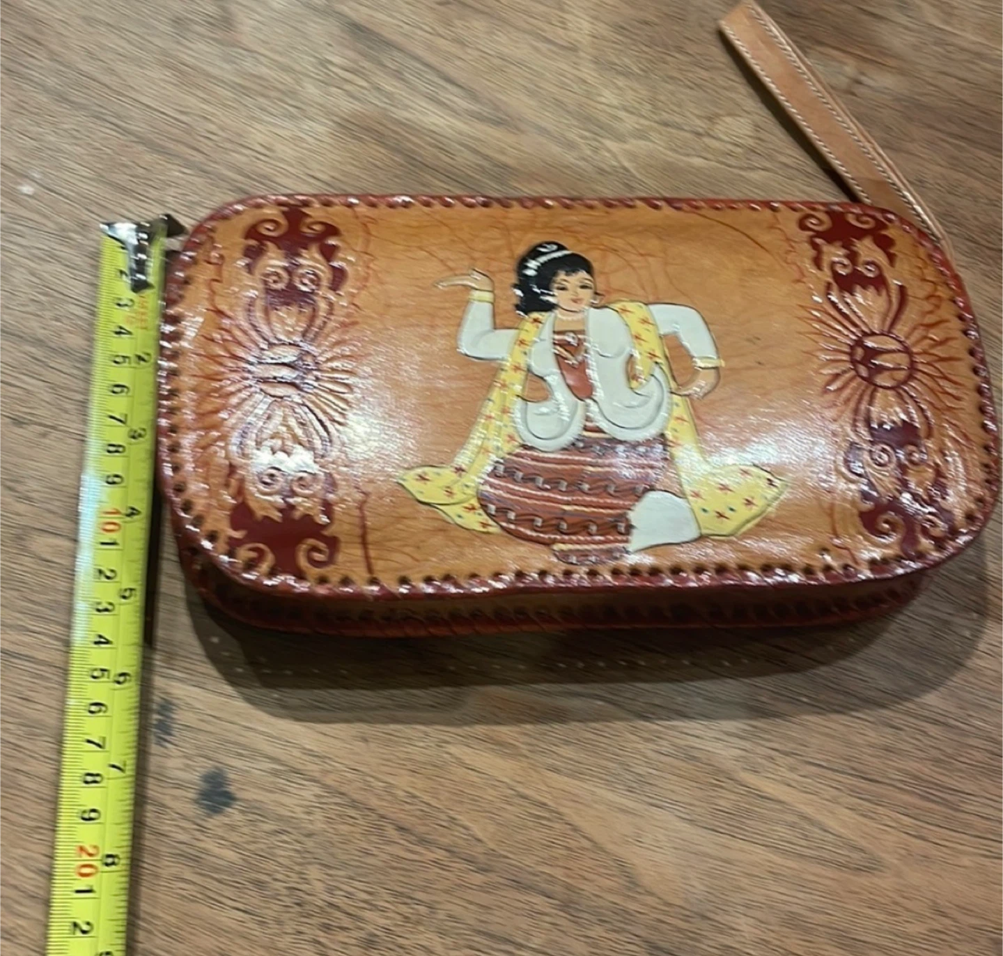 Handmade Leather Clutch with Burmese Dancer Design - photo 4