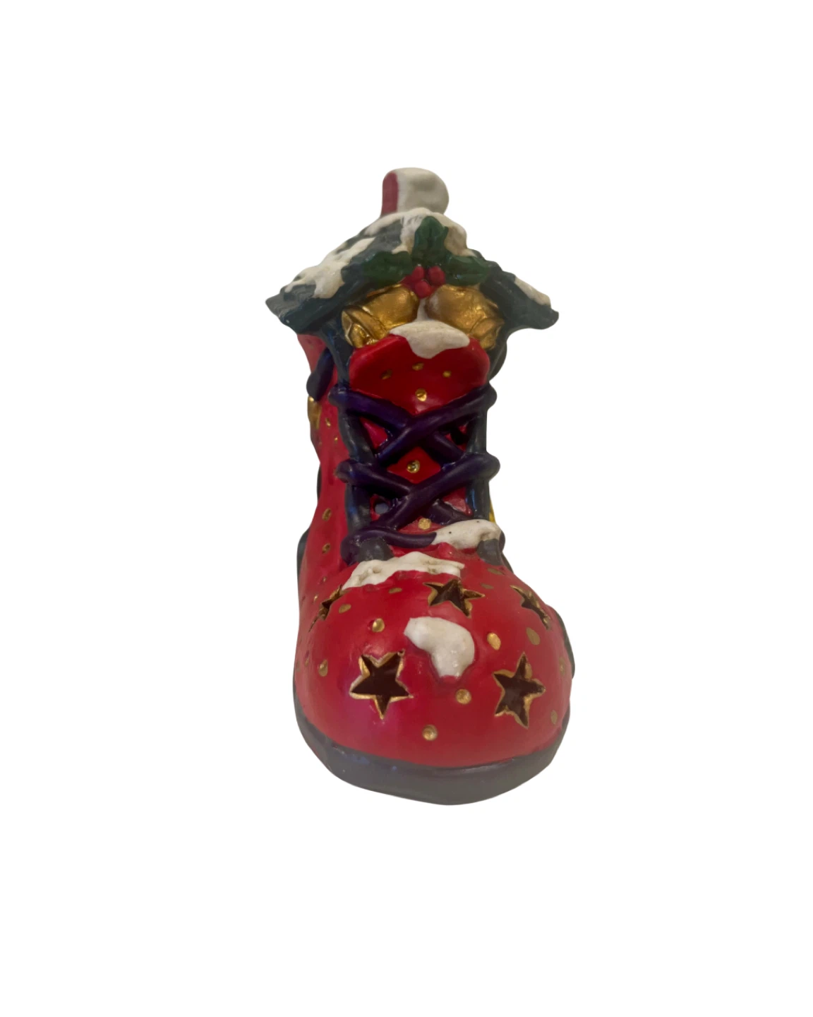 Vintage Red ceramic Christmas Boot House Tealight holder - photo 2