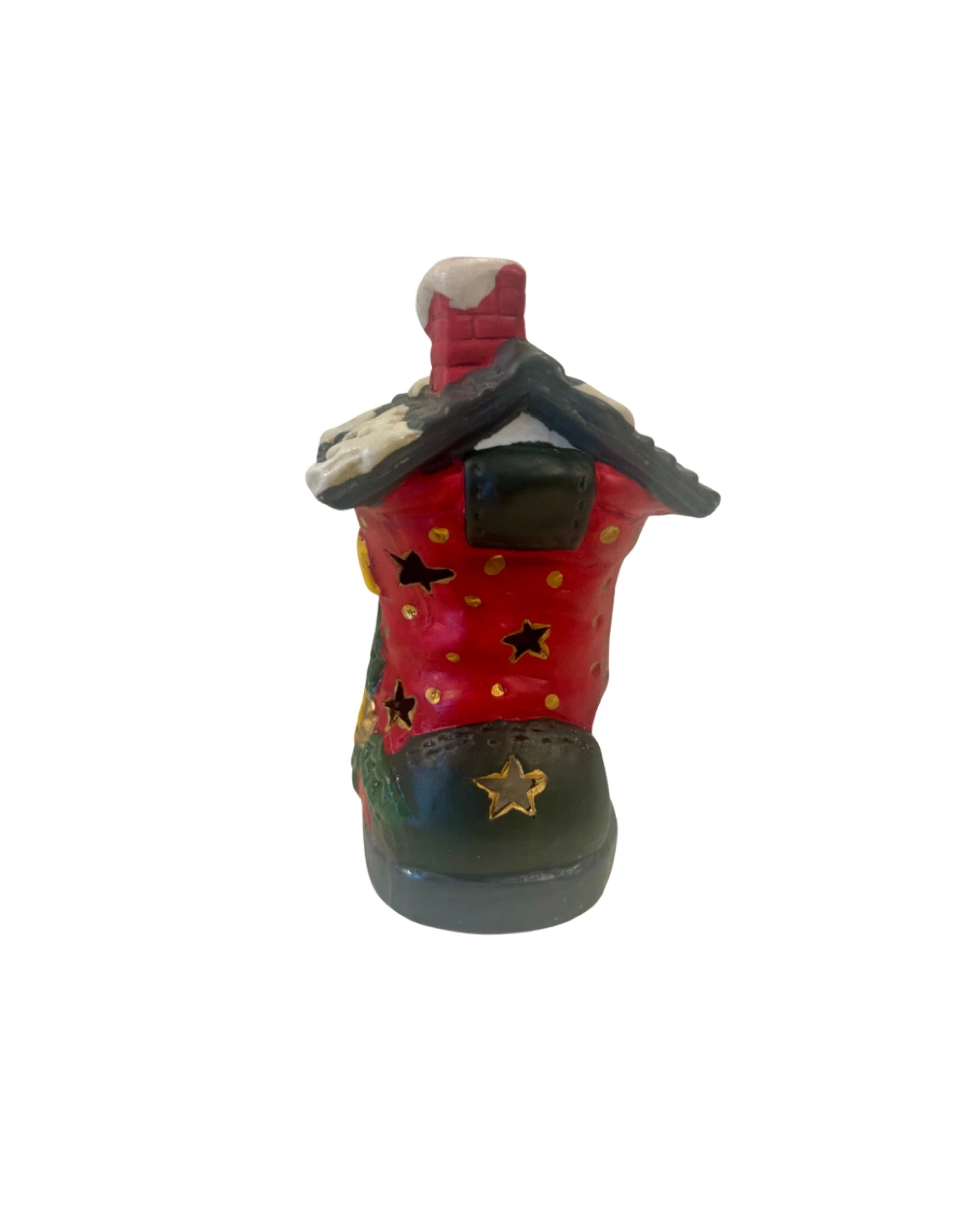 Vintage Red ceramic Christmas Boot House Tealight holder - photo 4