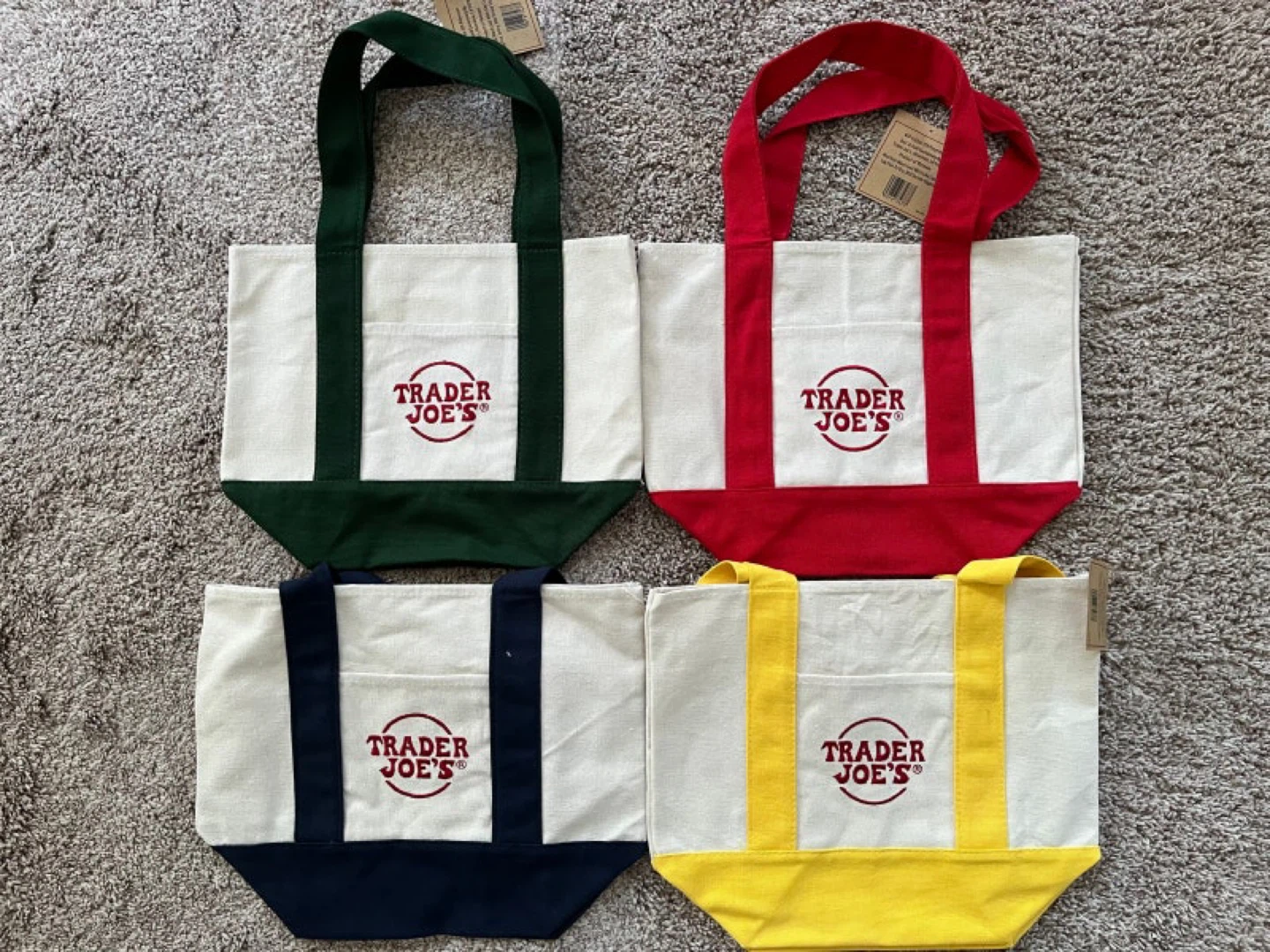 Trader Joe's Mini Canvas Tote Bags - Navy, Red, Green, Yellow - photo 3