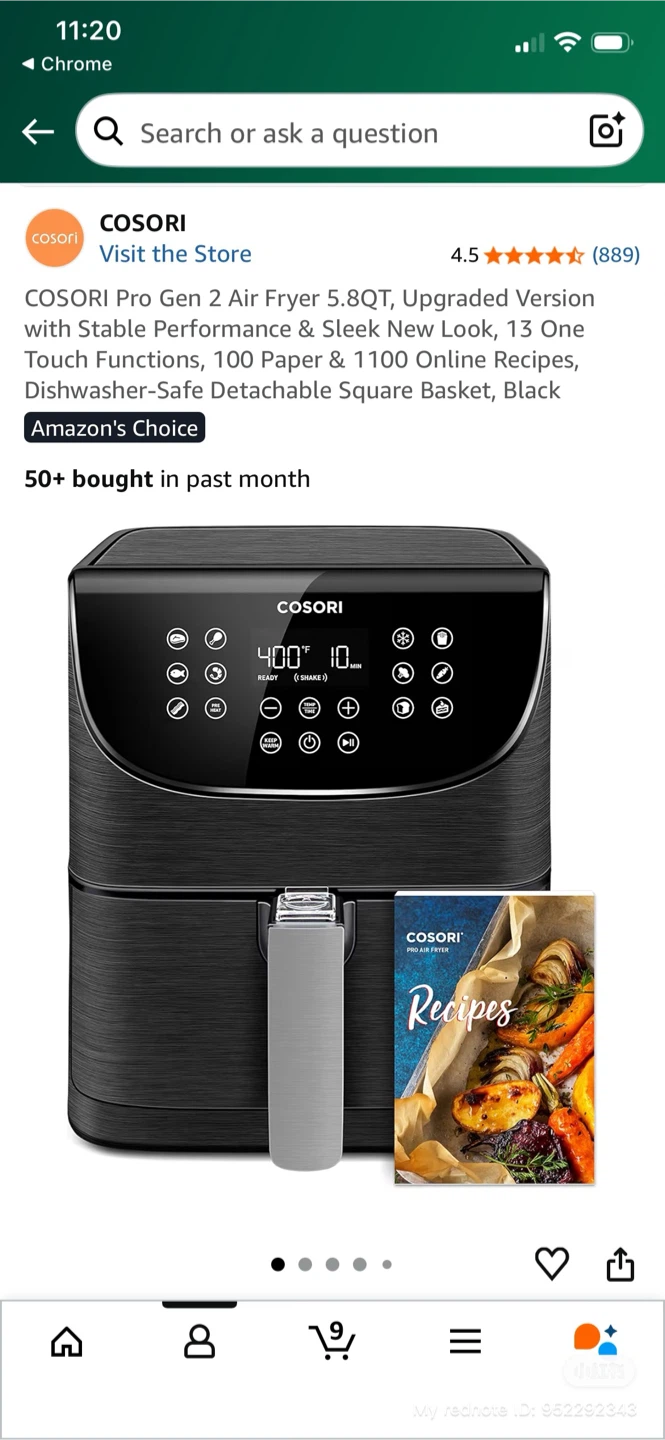 Cosori Pro Gen 2 Air Fryer - 5.8QT