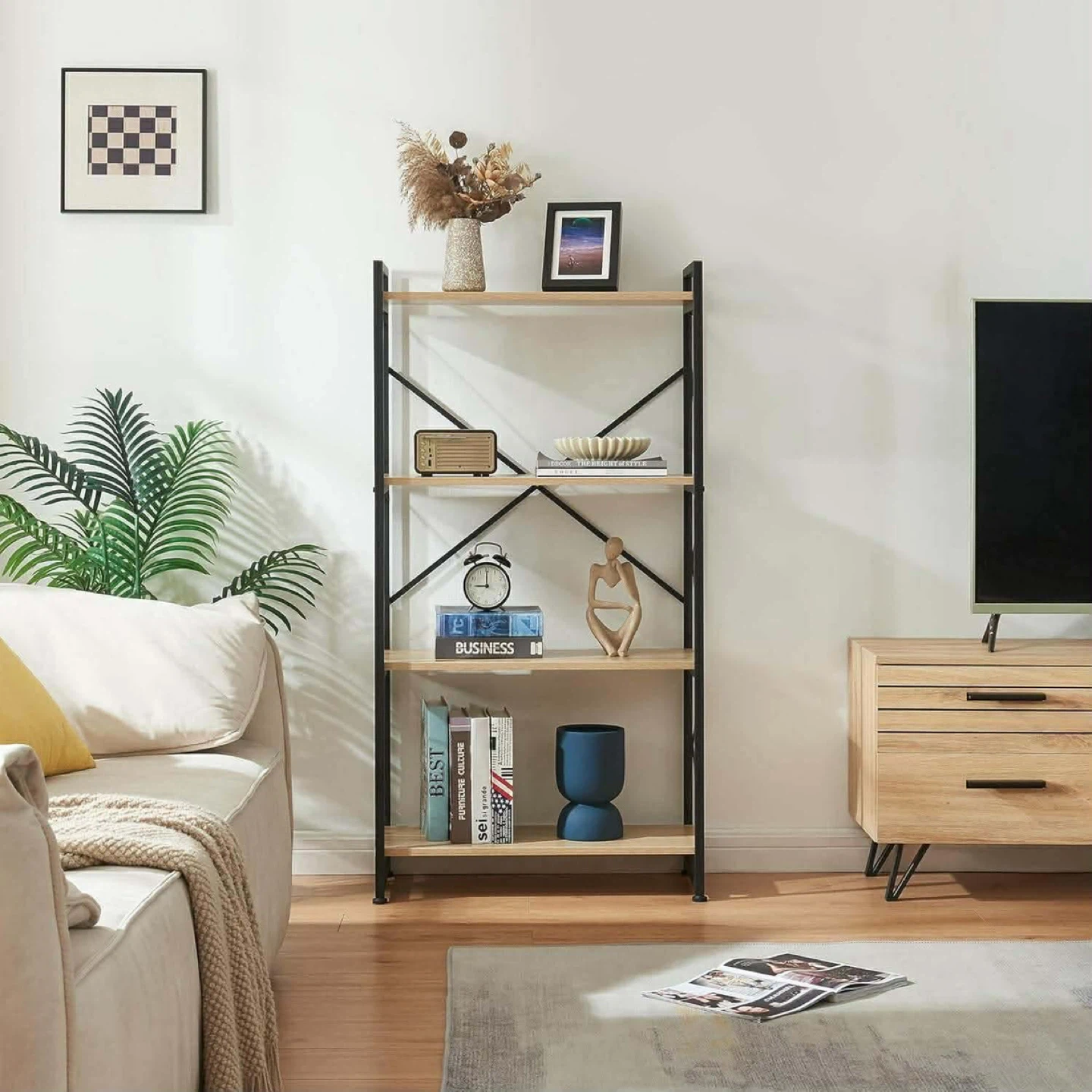 Wood & Metal Bookshelf - Like New! - photo 2