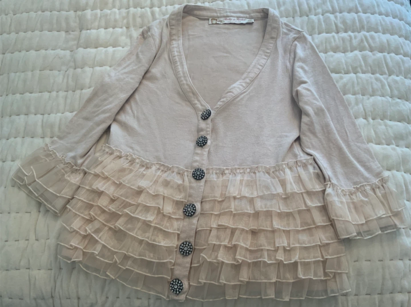 Vinatge Ruffled Cardigan - Size M/L