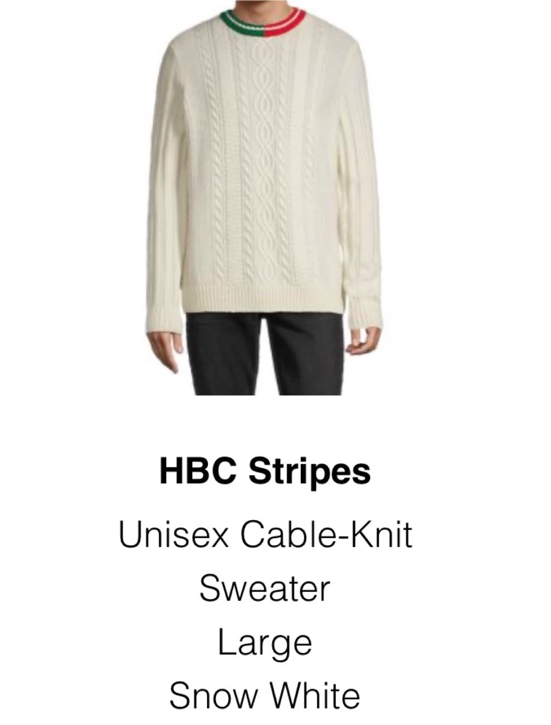 Iconic Hudson’s Bay Stripes Unisex Cable-Knit Sweater - Large