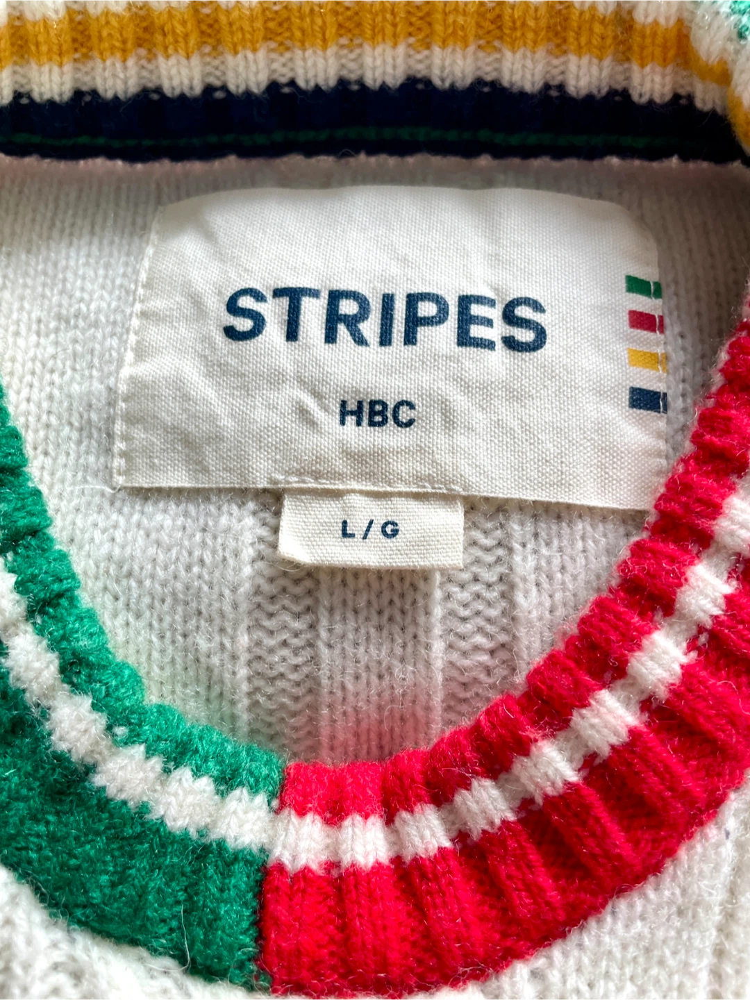 Iconic Hudson’s Bay Stripes Unisex Cable-Knit Sweater - Large - photo 5