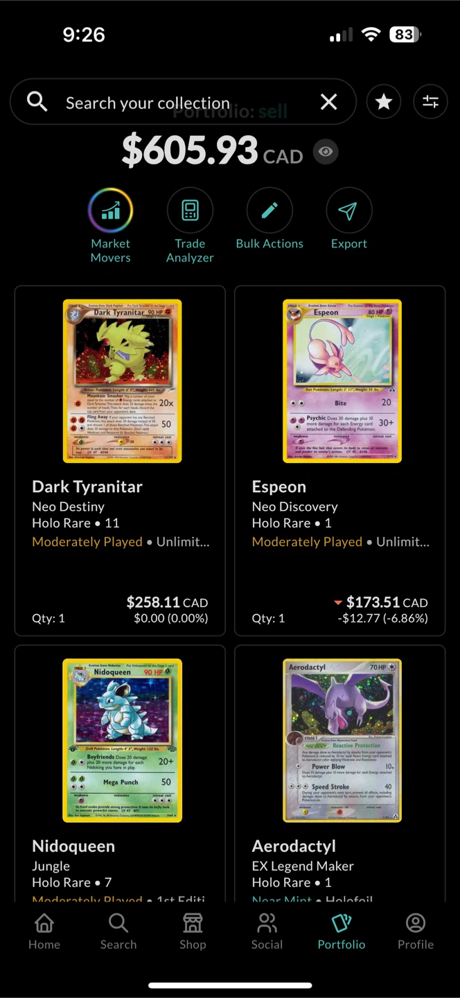 Pokémon Vintage Cards: Tyranitar, Espeon, Nidoqueen, Aerodactyl - photo 3