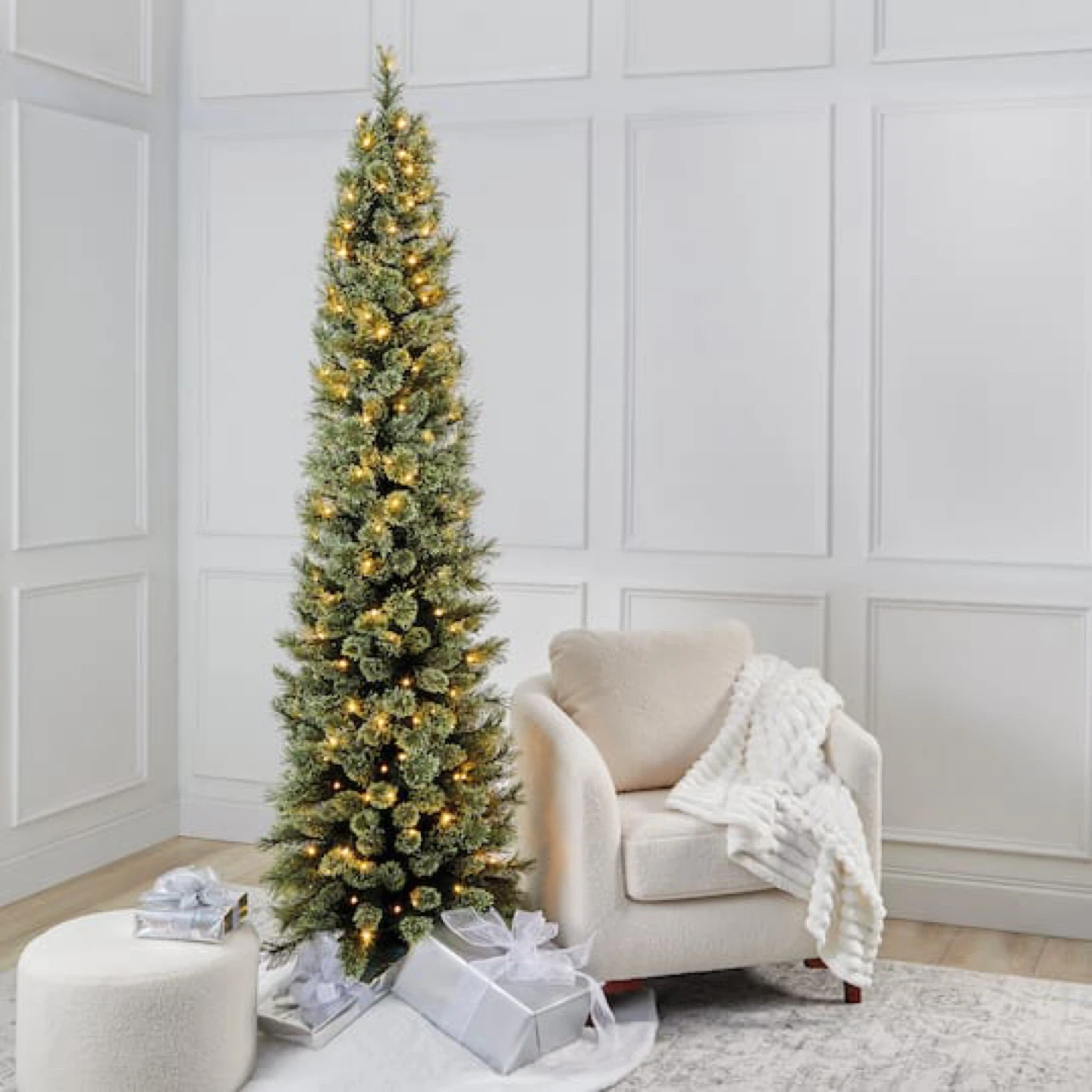 7ft. Pre-Lit Cashmere Pencil Artificial Christmas Tree