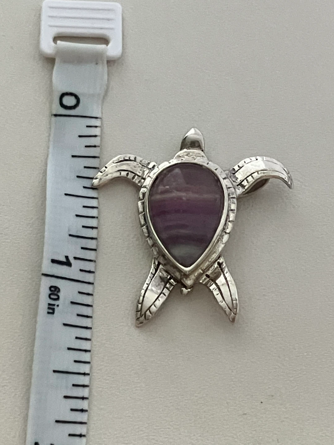 Sterling Silver Turtle Pendant with Purple Stone - photo 3