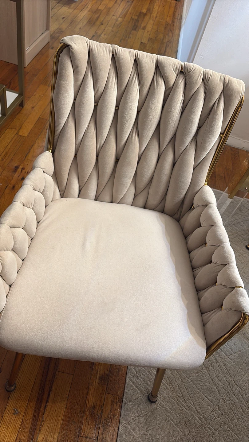 4 Beige Accent Chair with Gold Frame