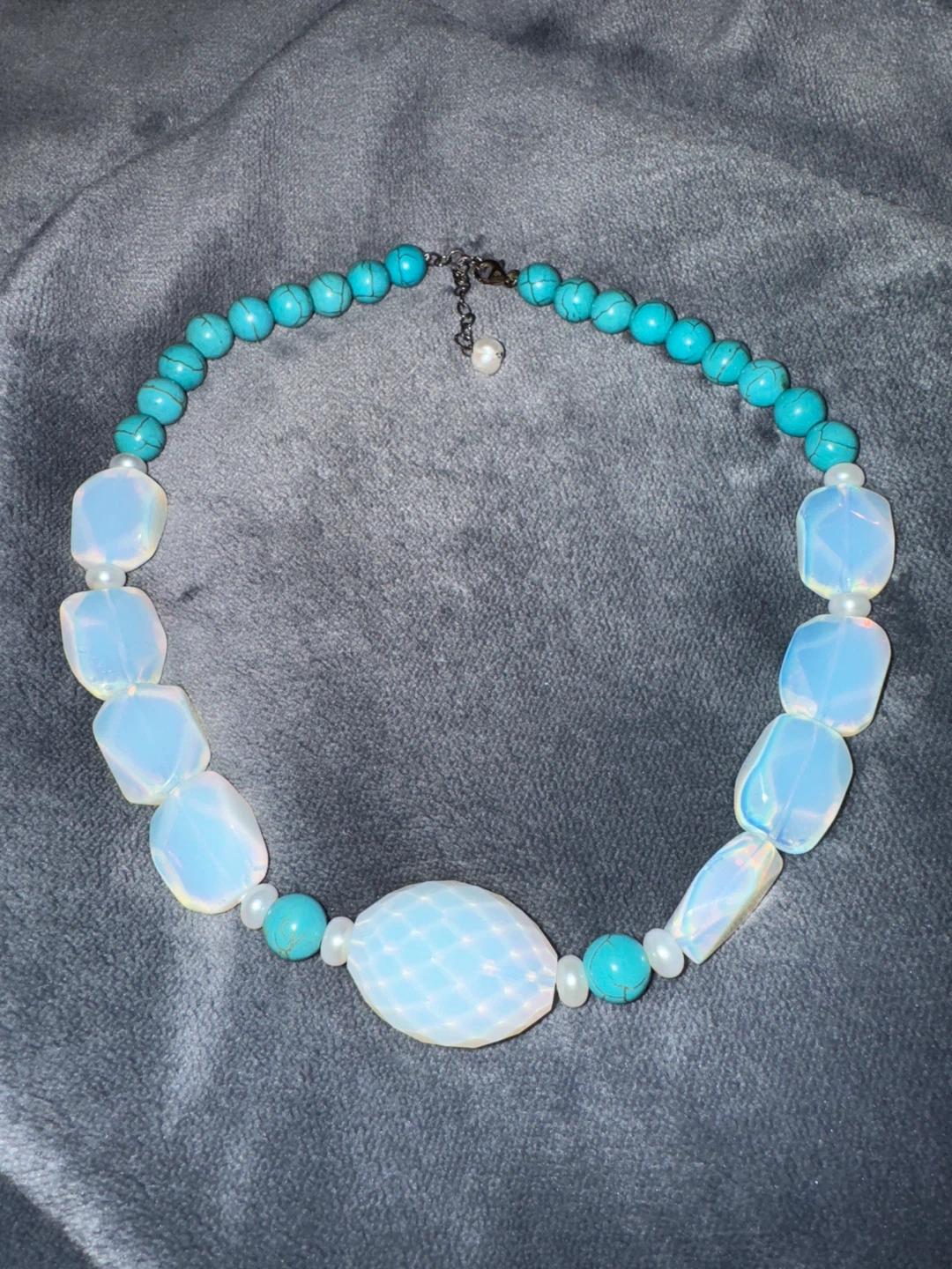 Turquoise & Opalite Beaded Necklace